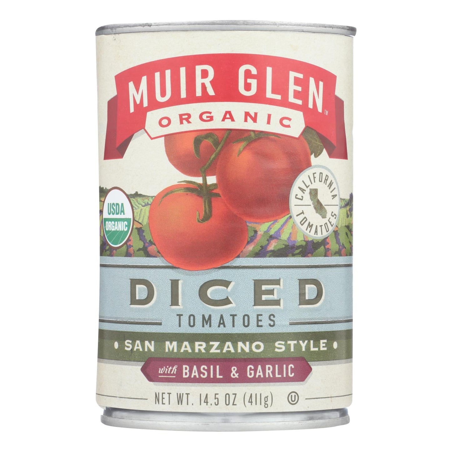 Muir Glen Diced Tomatoes with Basil and Garlic, 14.5 Oz (Pack of 12)