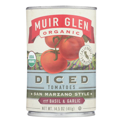 Muir Glen Diced Tomatoes with Basil and Garlic, 14.5 Oz (Pack of 12)
