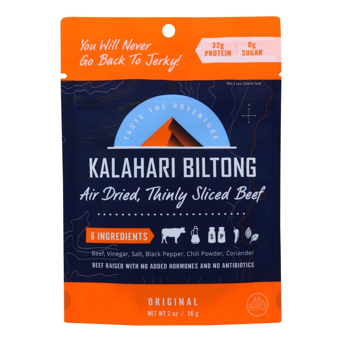Kalahari Biltong Air-Dried, Sliced Beef, Pack of 8, 2 Oz. Each