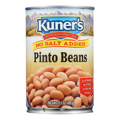 Kuner Pinto Beans - No Salt Added - Low Sodium - Case of 12 - 15 Oz. Cans