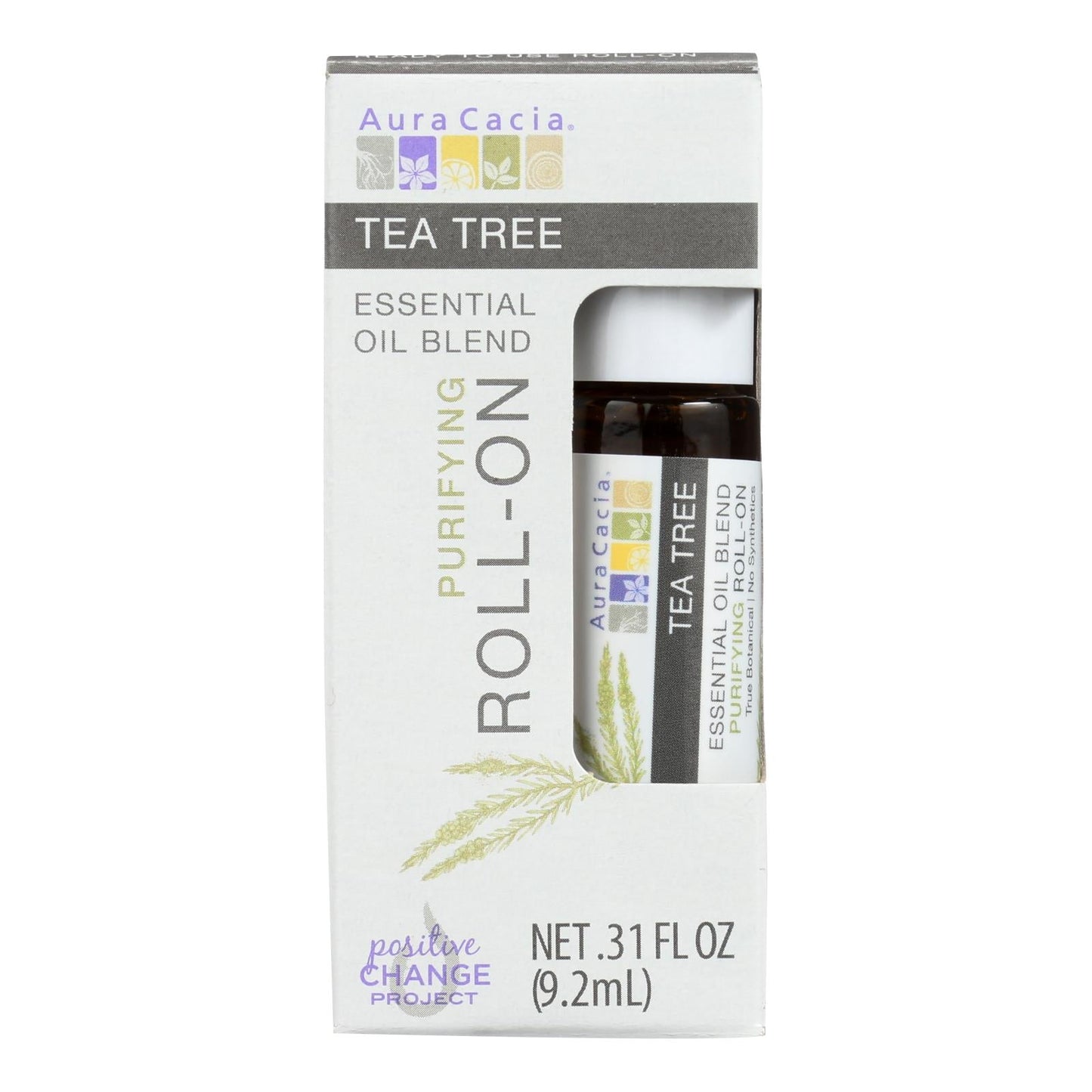 Aura Cacia Roll-On Tea Tree Essential Oil, 4-Pack, 0.31 Fl Oz Each