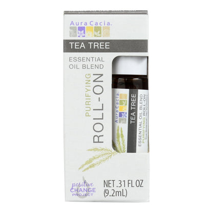 Aura Cacia Roll-On Tea Tree Essential Oil, 4-Pack, 0.31 Fl Oz Each