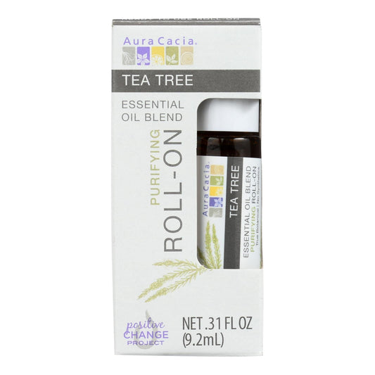 Aura Cacia Roll-On Tea Tree Essential Oil, 4-Pack, 0.31 Fl Oz Each