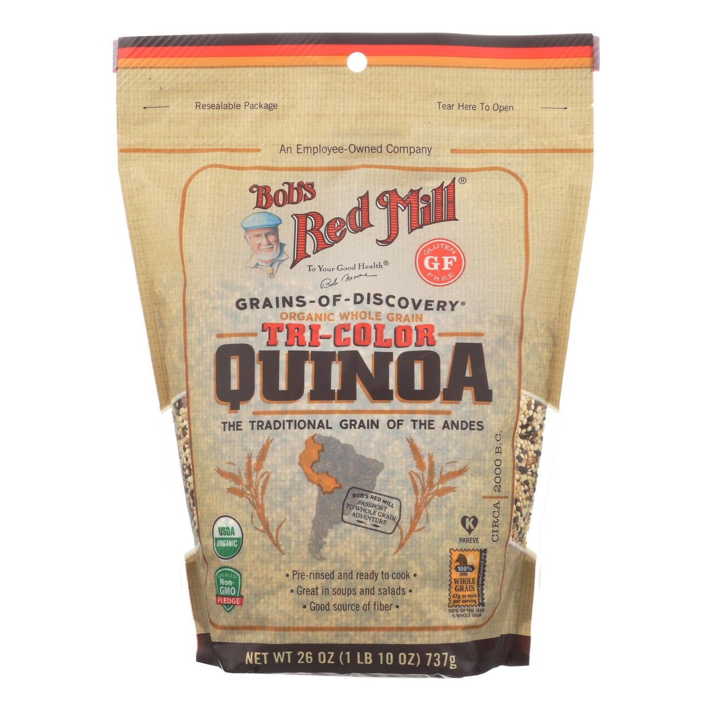 Bob's Red Mill Organic Tri-Color Quinoa, 26 oz, Case of 4