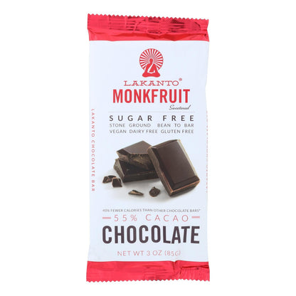 Lakanto Monkfruit Sweetened Chocolate Bar - 55% Cocoa - 3 Oz. (Pack of 8)