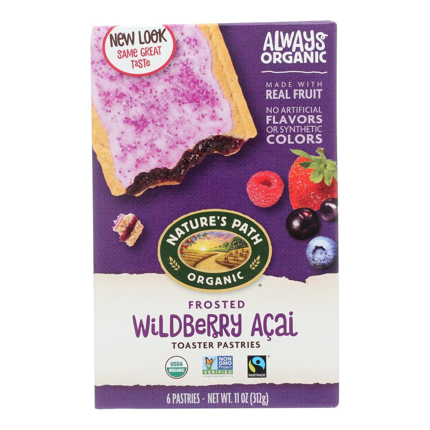 Nature's Path Organic Wildberry Acai Frosted Toaster Pastries, Case of 12, 11 Oz. Each