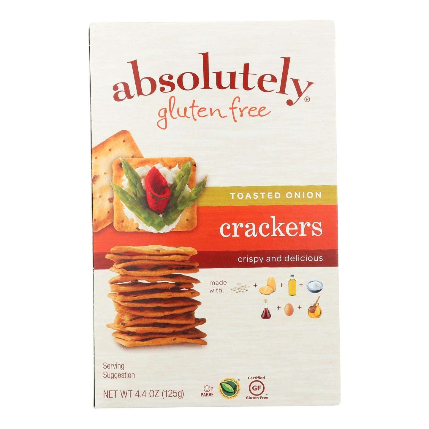 Absolutely Gluten Free Toasted Onion Crackers, 4.4 oz, Pack of 12