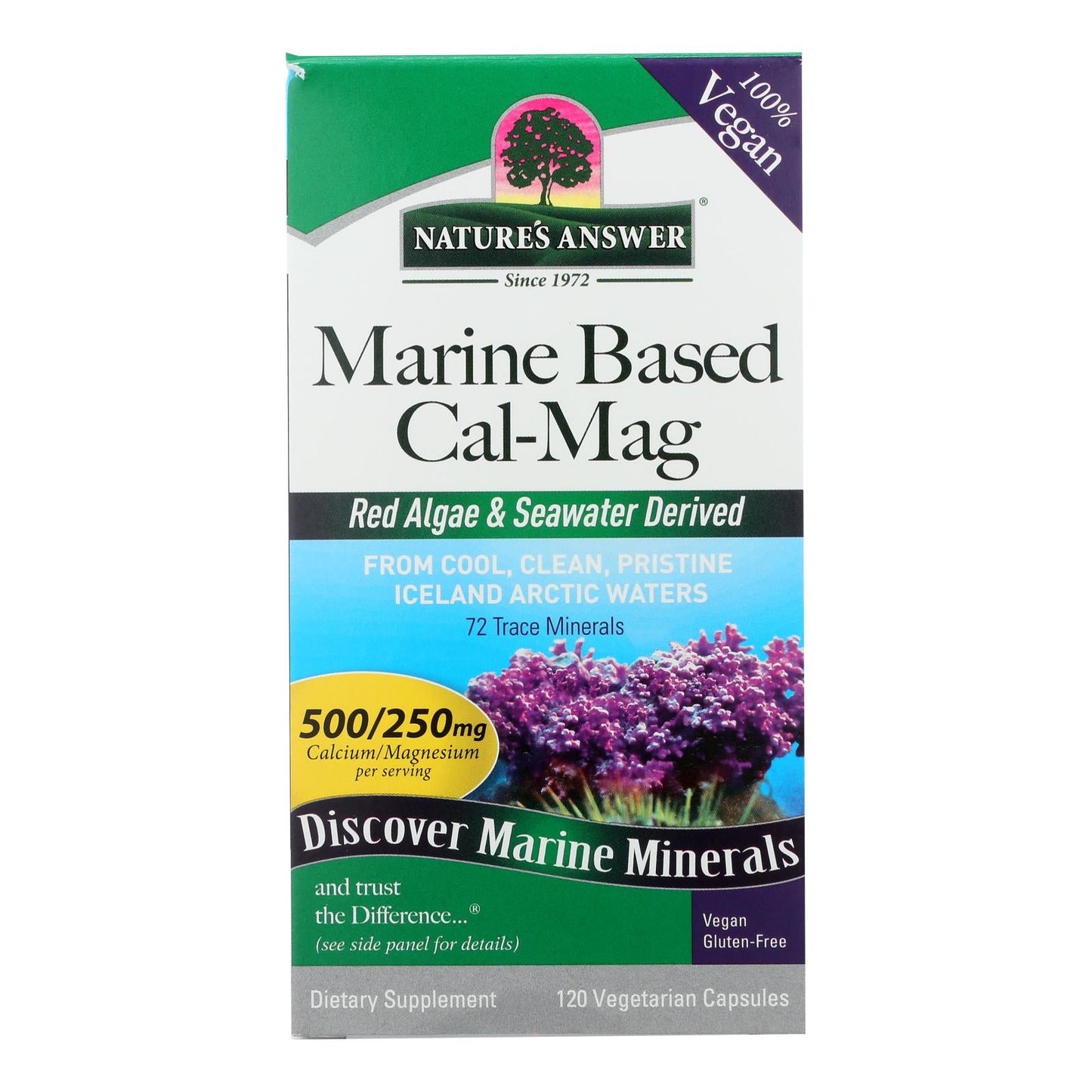 Nature's Answer Plant-Based Cal-Mag Supplement: Supports Bone Health (Pack of 1 - 120 Caps)