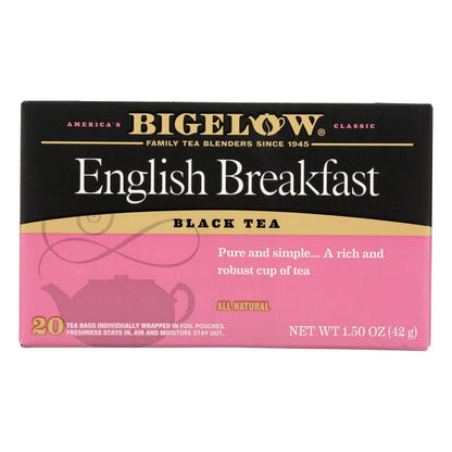 Bigelow English Breakfast Black Tea, Case of 6, 20 Tea Bags Each.