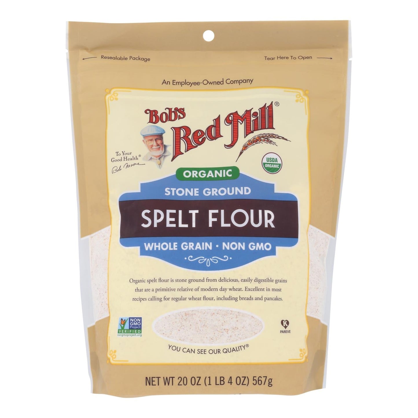 Bob's Red Mill Organic Stone-Ground Spelt Flour, 4 x 20 Oz.