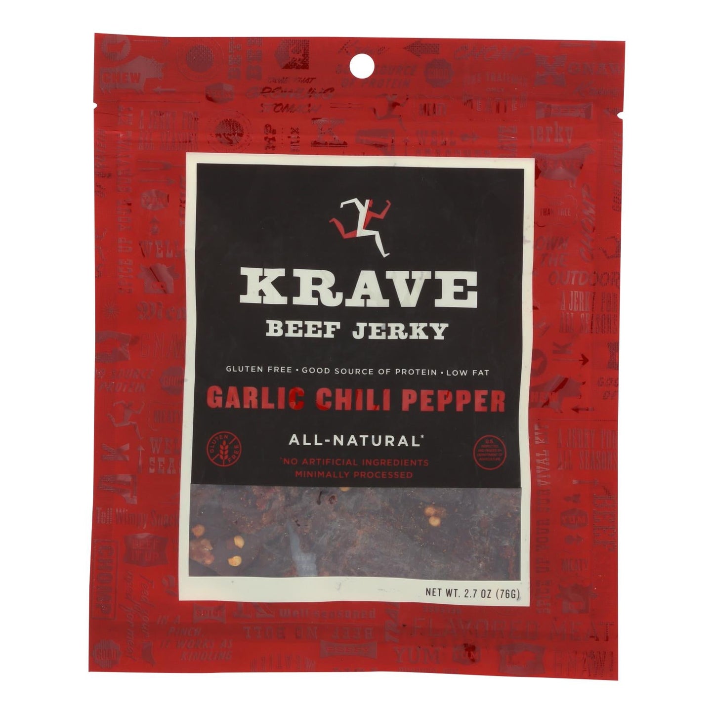 Krave Beef Jerky: Garlic Chili Pepper Delight (8-Pack, 2.7 Oz. Each)