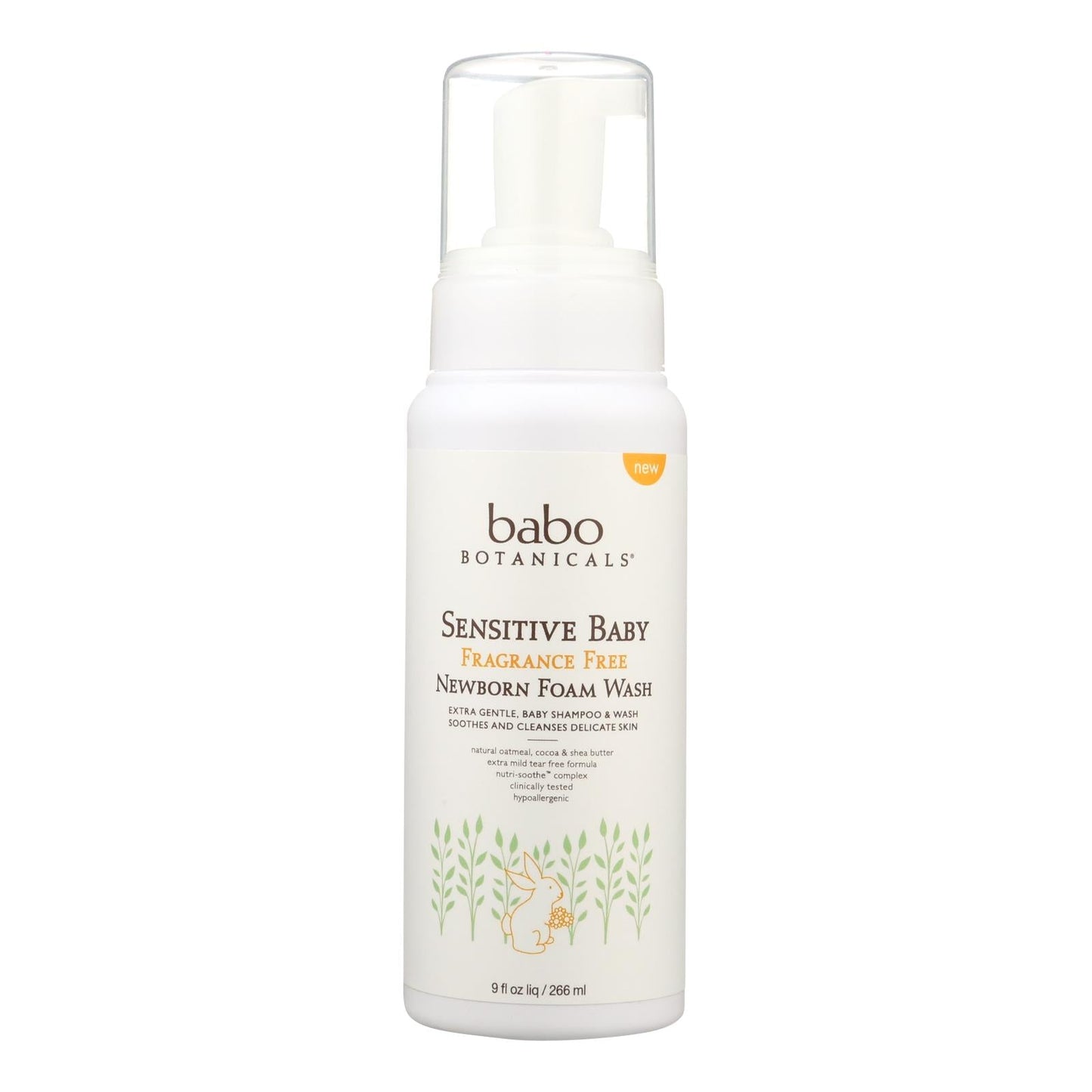Babo Botanicals Foaming Body Wash, Fragrance-Free, Gentle for Sensitive Skin, 9 Fl Oz