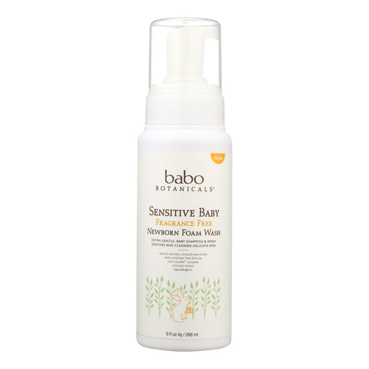 Babo Botanicals Foaming Body Wash, Fragrance-Free, Gentle for Sensitive Skin, 9 Fl Oz