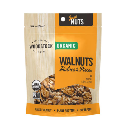 Woodstock Organic Walnut Halves & Pieces, 5.5 Oz (Pack of 8)