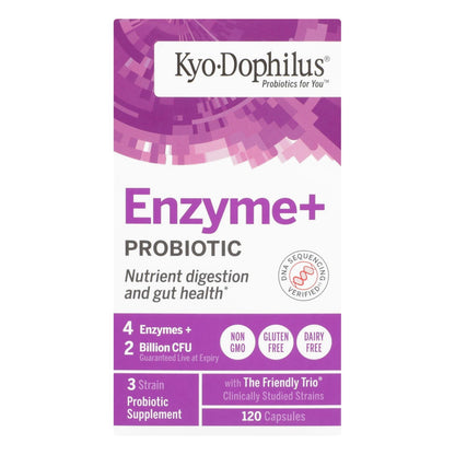 Kyolic Kyo-Dophilus Probiotics Plus Enzymes, 60 Billion CFU, 120 Capsules