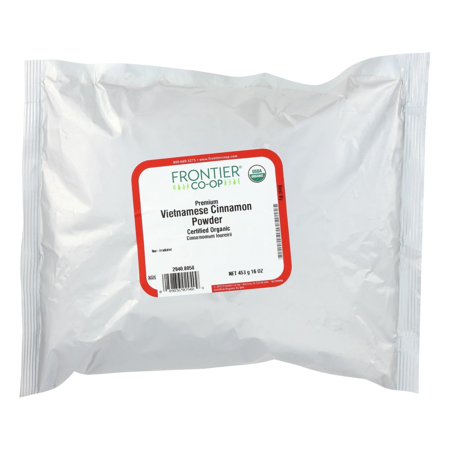 Frontier Herb 1lb Organic Vietnamese Ground Cinnamon 5% Oil