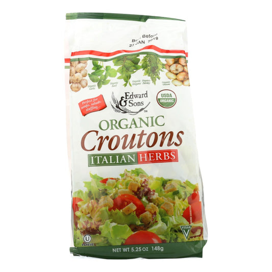 Edward & Sons Organic Italian Herbs Croutons (Pack of 6) - 5.25 Oz.