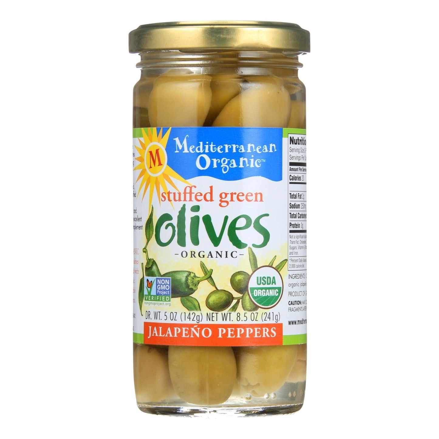 Mediterranean Stuffed Green Jalapeno Olives - 8.5 oz, Case of 12