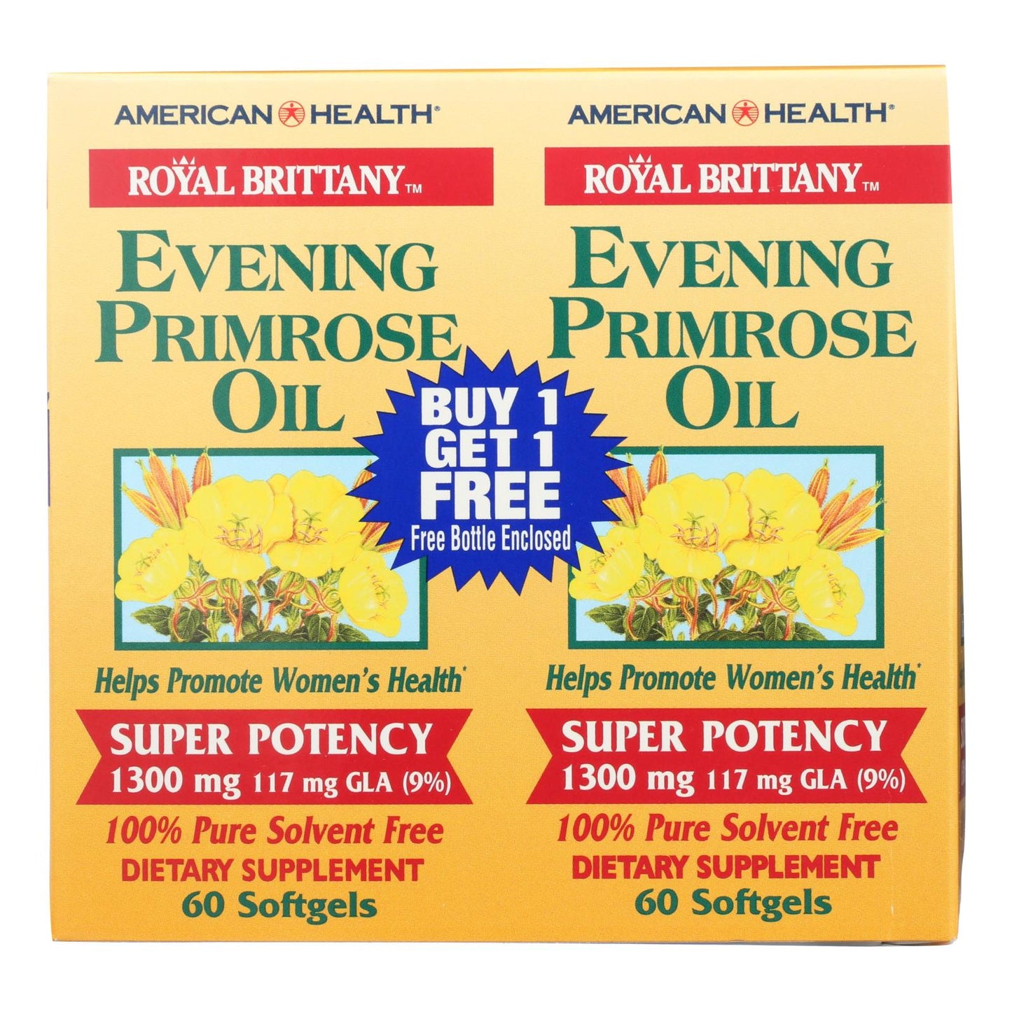 Evening Primrose Oil 1300 mg | 60+60 Softgels | American Health