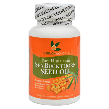 Seabuck Wonders Sea Buckthorn Seed Oil, 500 mg, 60 Softgels