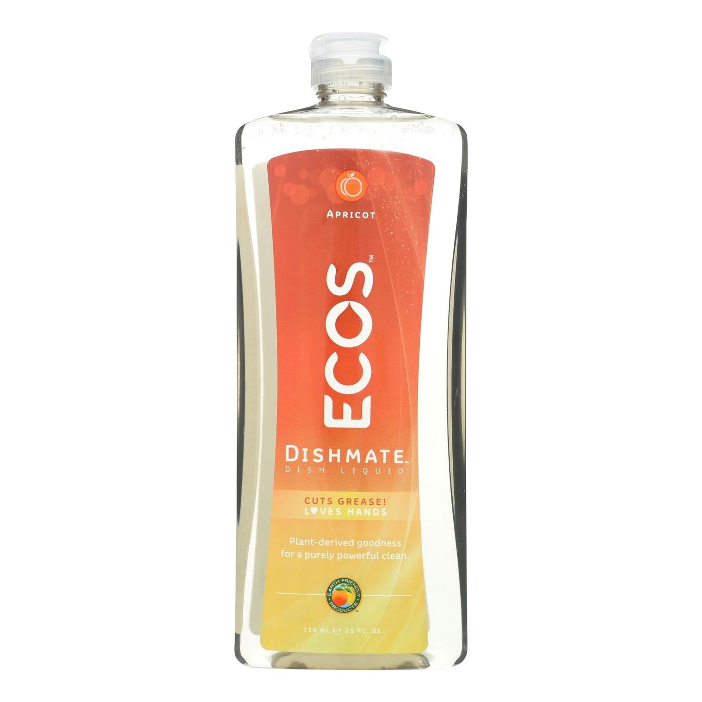 Earth-Friendly Dish Mate Liquid Dish Soap for Sensitive Skin (Pack of 6) - Hypoallergenic Apricot - 25 Fl Oz Each