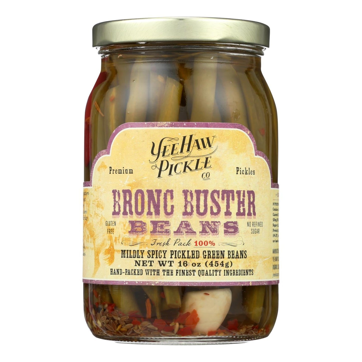 Yee-haw Pickle Company Mildly Spicy Pickled Green Beans (6 Pack - 16 Oz. Each)
