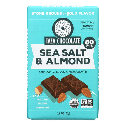 Organic Dark Chocolate Bar with Sea Salt and Almond (Pack of 10) - 2.5 Oz.