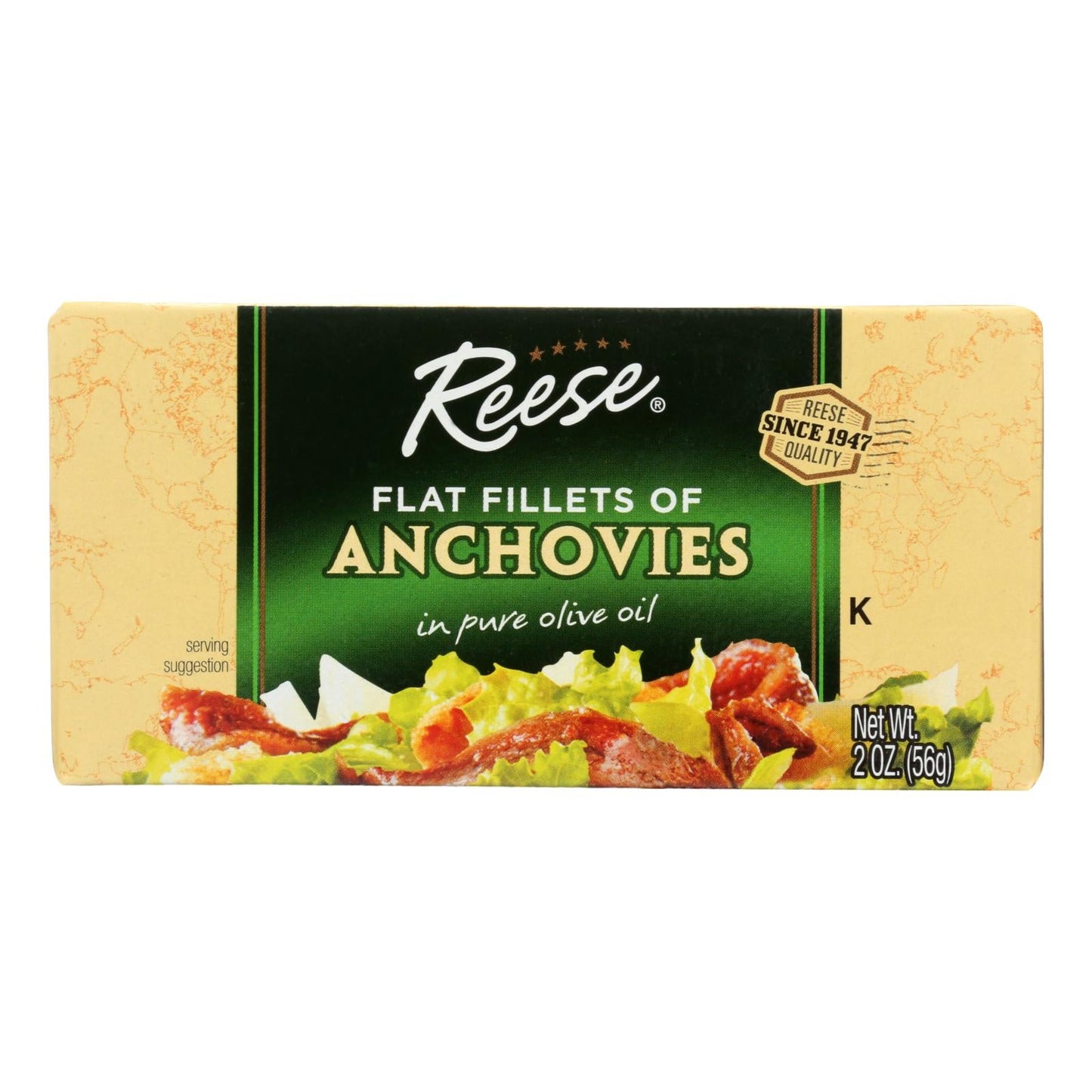 Reese Anchovies Premium Flat Fillets in Pure Olive Oil (Pack of 10 - 2 Oz Each)