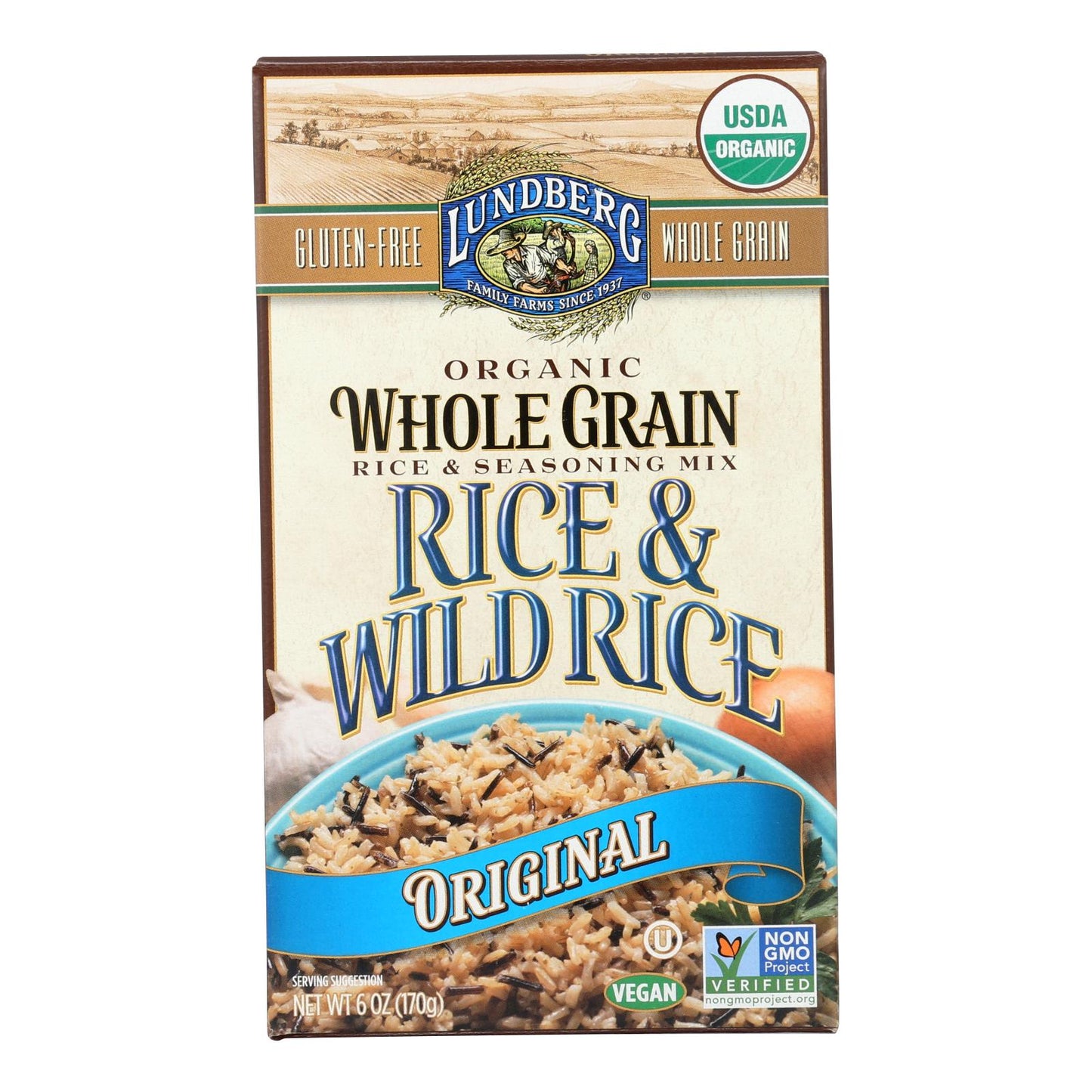 Lundberg Family Farms Organic Whole Grain Original Wild Rice, 6 Pack of 6 Ounces