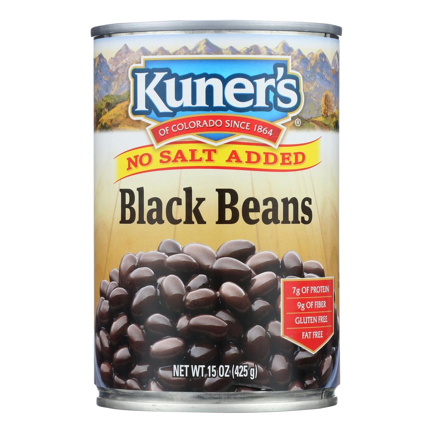 Kuner No Salt Added Black Beans, Case of 12 - 15 Oz. Cans