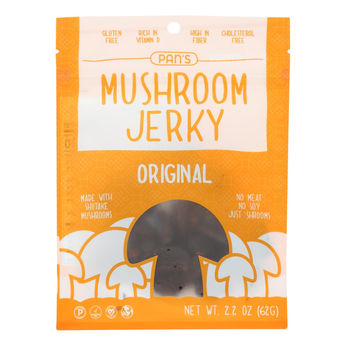 Pan's Mushroom Jerky Original (Pack of 6 - 2.2 Oz.)