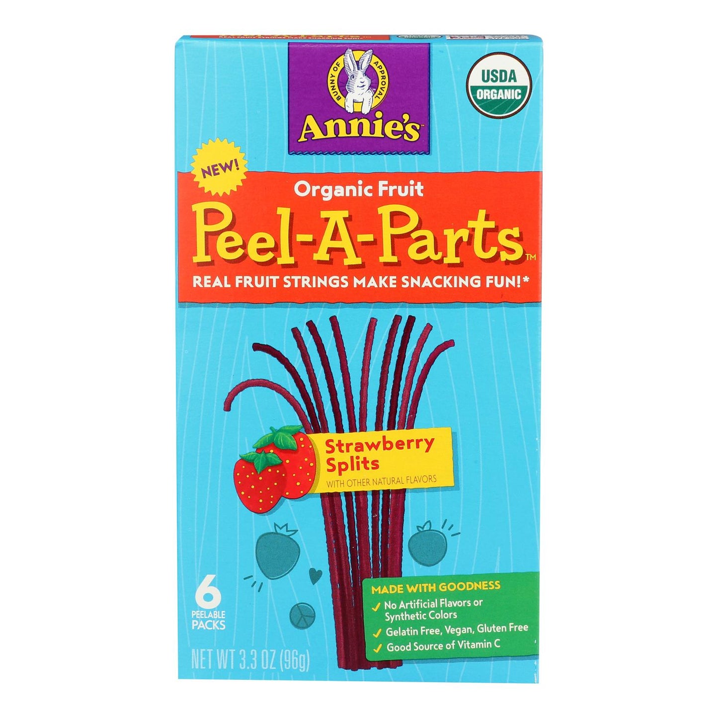 Annie's Homegrown Strawberry Peel-A-Part Fruit Snacks, 3.3 Oz Pack of 8