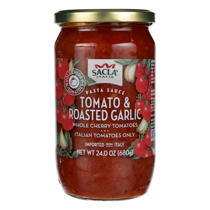Sacla Cherry Tomato Pasta Sauce - 6 Jars x 24 oz | Authentic Italian GMO-Free