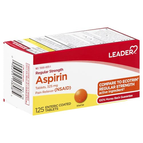 Leader Regular Strength Aspirin 325 Mg, Enteric Coated Tablets