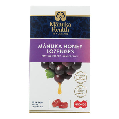 Manuka Health Manuka Honey Lozenges MGO 400+ Blackcurrant (Pack of 15)