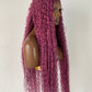 Bohemian Knotless Braid Wig, Pink Color (100% Human Hair Curls) Full lace - Tara