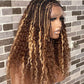 Raw Human Hair Flowy Knotless Wig (100% Raw Human Hair Lace & Curls) Mixed Colors
