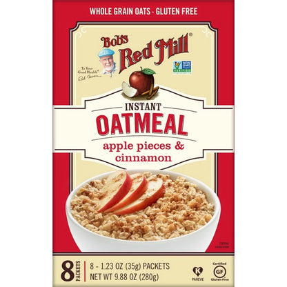 Bob's Red Mill Instant Oatmeal, Apple Cinnamon, Gluten-Free, 9.88 Oz. (Pack of 4)