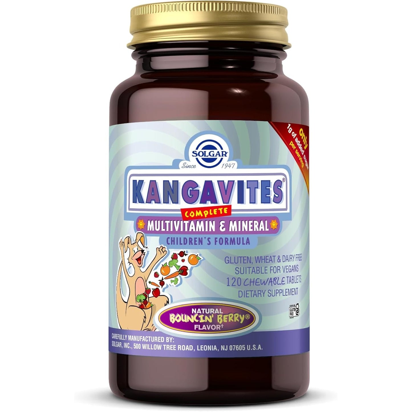 Solgar Kangavites, Complete Multivitamin & Mineral Children's Formula, Berry Flavor, 120 Chewable Tablets