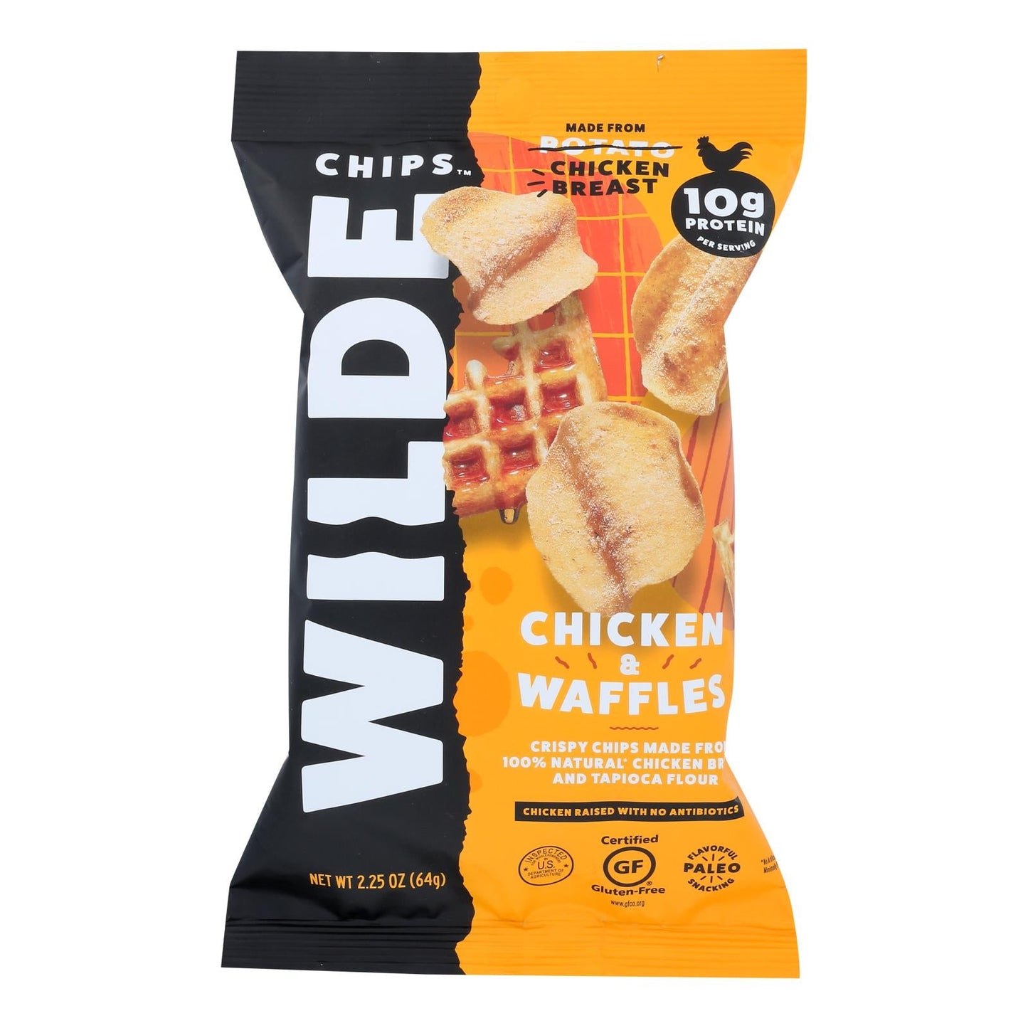 Wilde Chips Chicken & Waffles Protein Chips, 2.25 Oz. (Pack of 12)