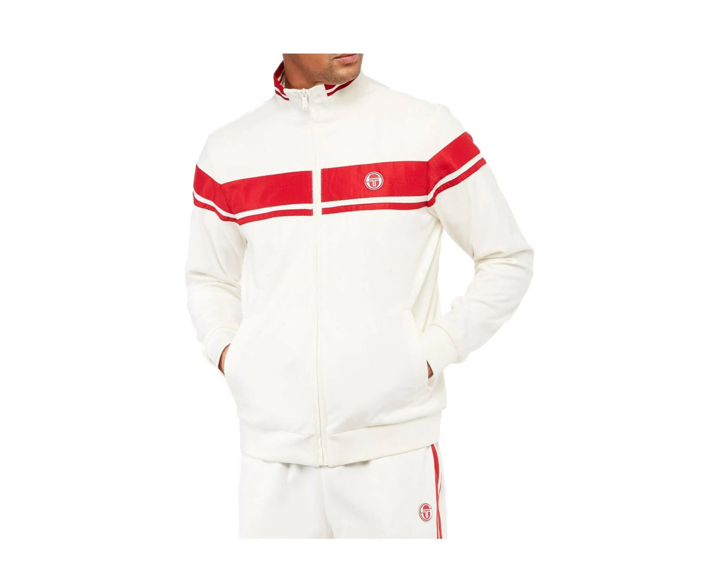 Sergio Tacchini Young Line Men Track Jacket Blanc De Blanc/Tango Red