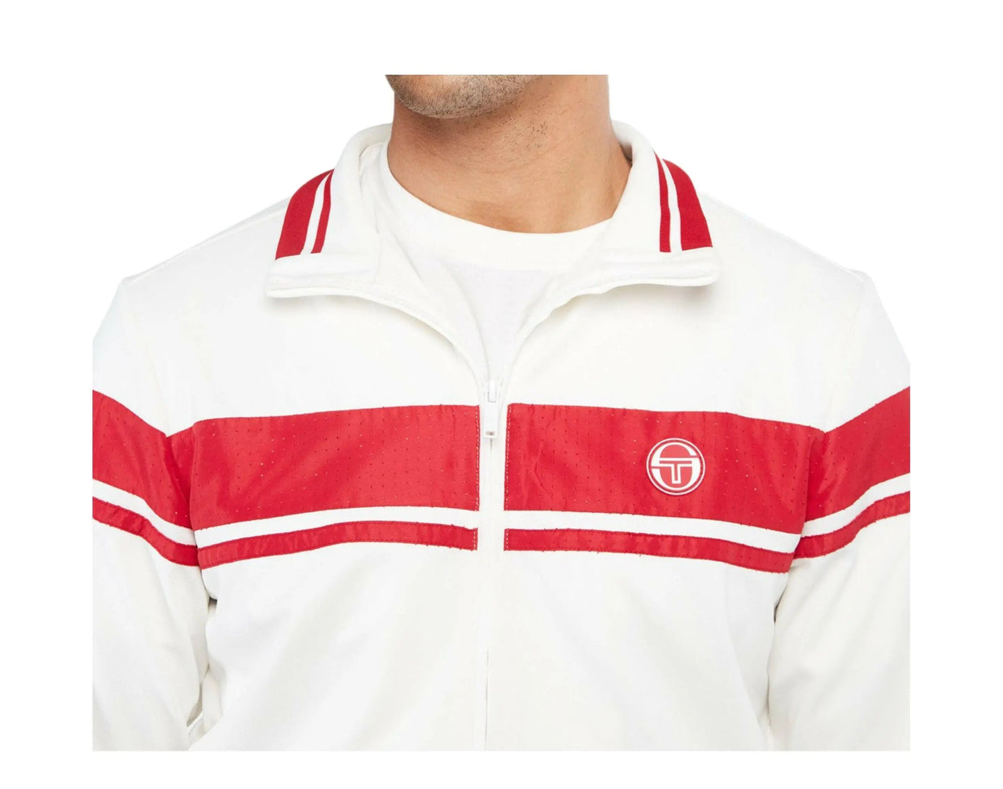 Sergio Tacchini Young Line Men Track Jacket Blanc De Blanc/Tango Red