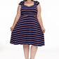 Amelia Dress in Navy Stripes - XS only