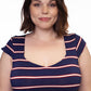 Amelia Dress in Navy Stripes - XS only