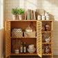 Bamboo 4 Tier Floor Cabinet with Doors, Freestanding Storage