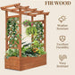 Raised Wooden Planter Box with Tall Trellis for Climbing Plants
