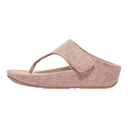 FitFlop Shuv Women Slide Sandals Beige Adjustable Felt Toe-Post