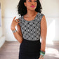 Boat Neck Top in Geometric Print - Small only