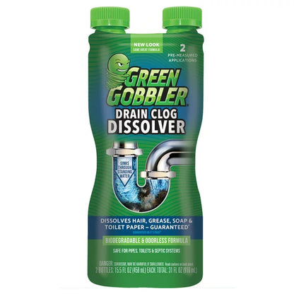 Green Gobbler Dual Temperature Drain Clog Dissolver Liquid, (Pack of 6-31 Oz)
