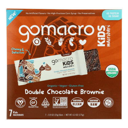 Gomacro - Kids Macrobar Double Chocolate Brownie (Pack of 7) 6.3 Oz